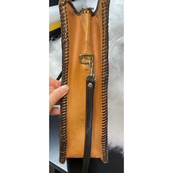 Vtg Shoulder Crossbody Bag Tooled Leather Purse Leather Western Stitched Strap - Picture 8 of 12